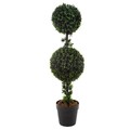 Nature Spring Artificial Podocarpus, 36" Double Ball Style Faux Plant in Sturdy Pot, Indoor or Outdoor Home Decor 112088QNJ